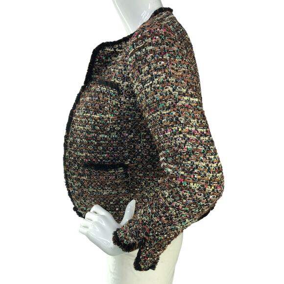 Ann Taylor Petite Womens Size 2P Blazer Cardigan Fringe Tweed Multicolor Sparkle - Picture 5 of 15